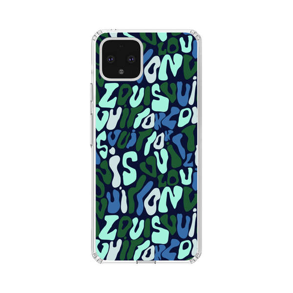 Abstract Layered Text Pattern in Blue and Green Google Pixel 4 XL Case
