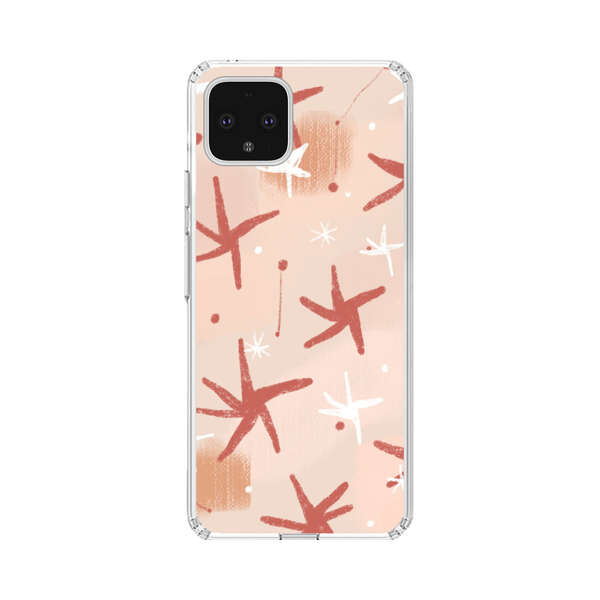 Abstract Star Pattern Red and White on Beige Background Google Pixel 4 XL Case