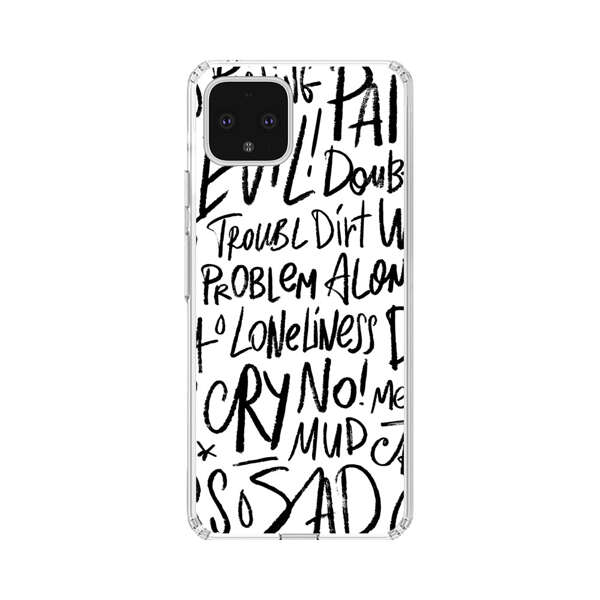 Black and White Negative Words Pattern Google Pixel 4 XL Case
