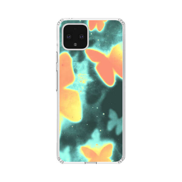 Bright Glowing Orange Butterflies Blue Background Google Pixel 4 XL Case