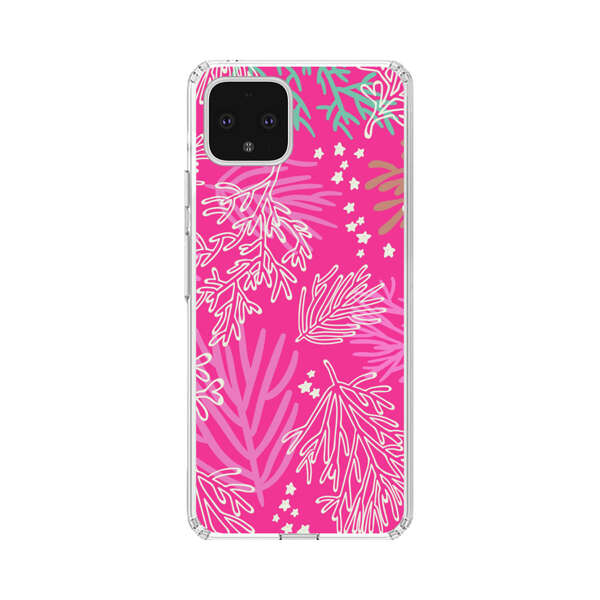 Bright Pink Tropical Leaf Pattern Google Pixel 4 XL Case