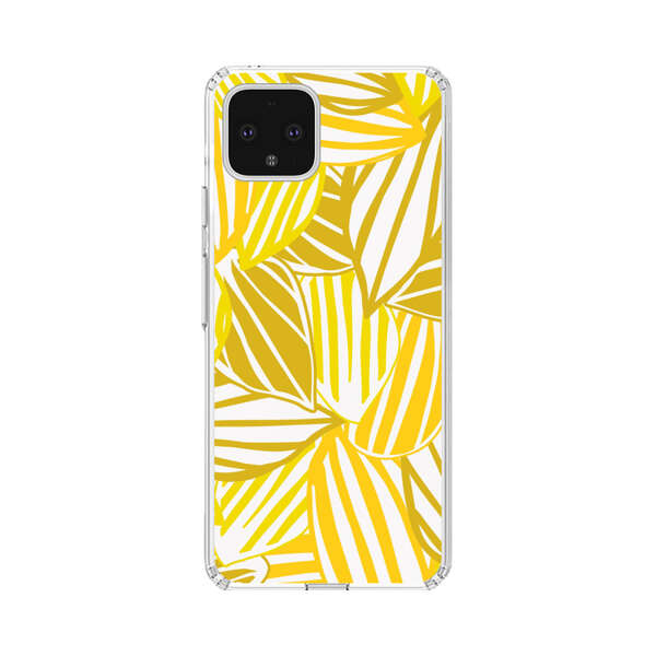 Bright Yellow Striped Tropical Leaves Pattern Google Pixel 4 XL Case
