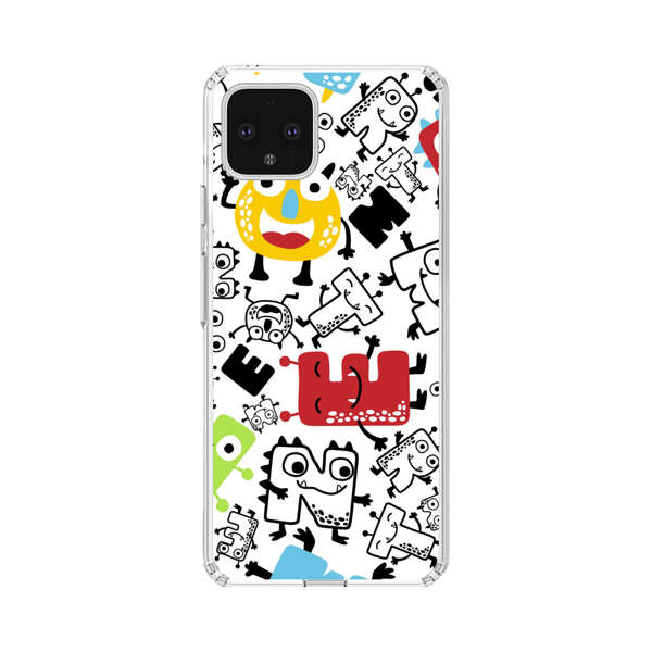 Colorful Cartoon Monsters Letters Pattern Google Pixel 4 XL Case