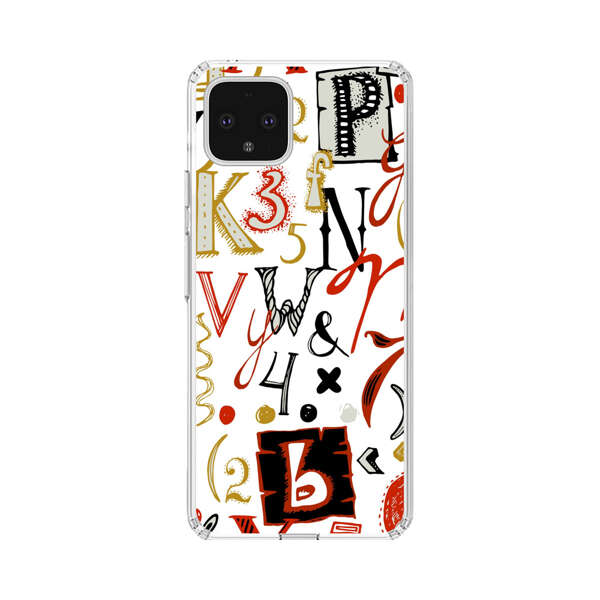 Colorful Hand Drawn Letters and Numbers Pattern Google Pixel 4 XL Case