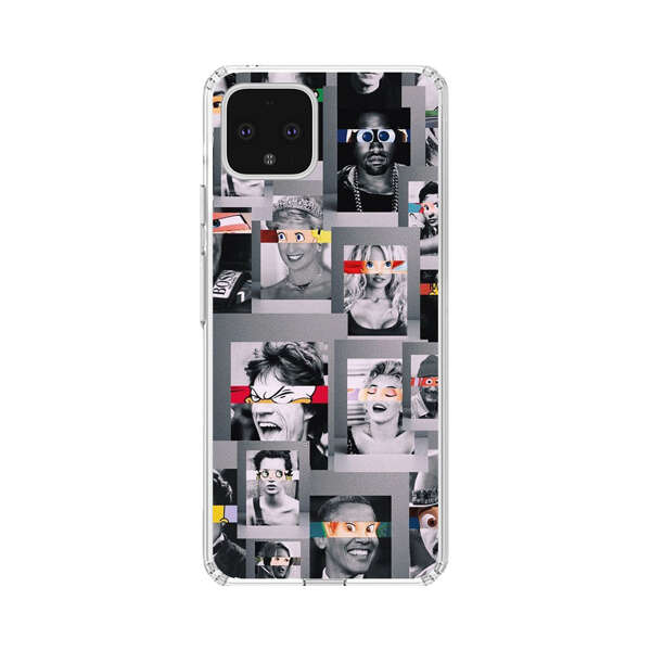 Creative Collage of Iconic Black and White Portraits with Cartoon Eyes Google Pixel 4 XL Case