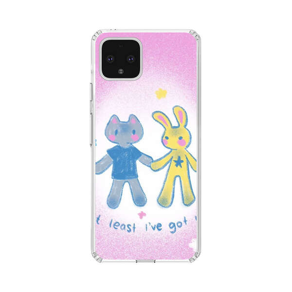 Cute Cat and Rabbit Holding Hands Google Pixel 4 XL Case