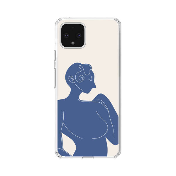 Minimalistic Abstract Female Silhouette Blue Google Pixel 4 XL Case