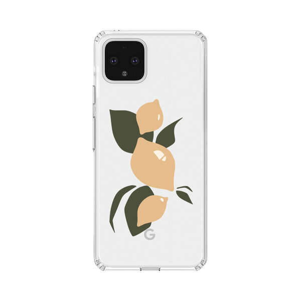 Minimalistic Beige Lemons with Green Leaves Google Pixel 4 XL Case