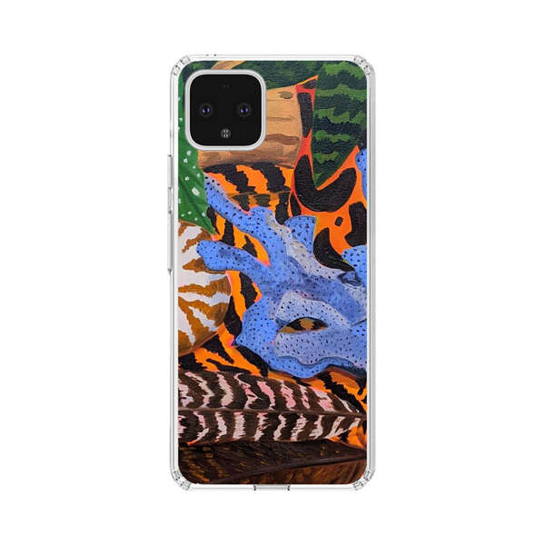 Tropical Coral Seashell Feathers on Tiger Pattern Google Pixel 4 XL Case
