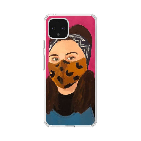 Woman Leopard Print Face Mask Google Pixel 4 XL Case