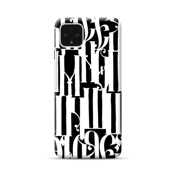 Abstract Black and White Pattern with Ornamental Letters Google Pixel 4 XL Hard Case