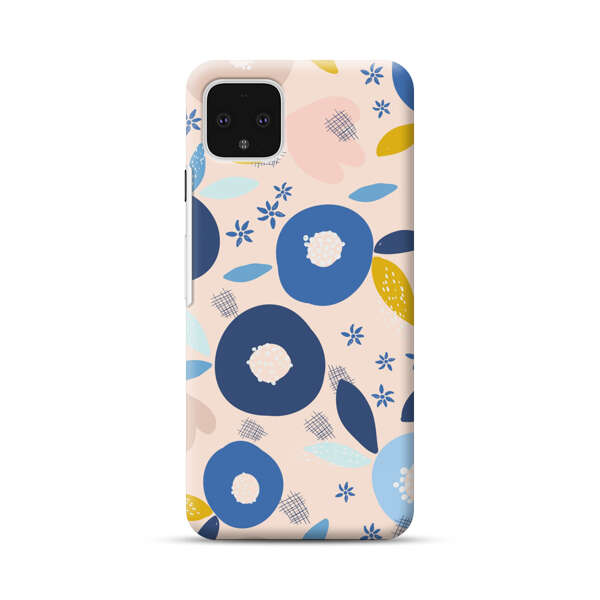 Abstract Floral Pattern with Blue, Pink and Mustard Flowers Google Pixel 4 XL Hard Case