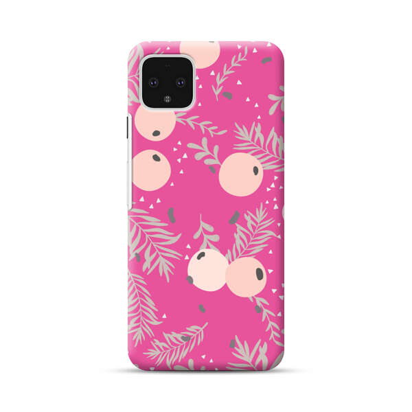 Berries Floral Pattern Pink Background Google Pixel 4 XL Hard Case