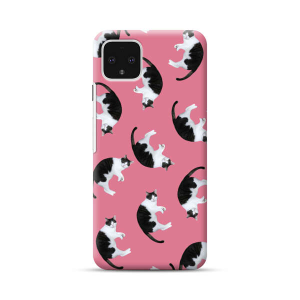 Black and White Cats Pattern on Pink Background Google Pixel 4 XL Hard Case