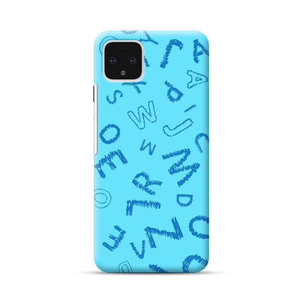 Blue background with random sketched alphabet letters Google Pixel 4 XL Hard Case