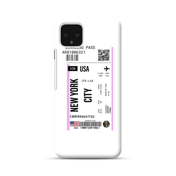 Boarding Pass New York City Flight Ticket Google Pixel 4 XL Hard Case