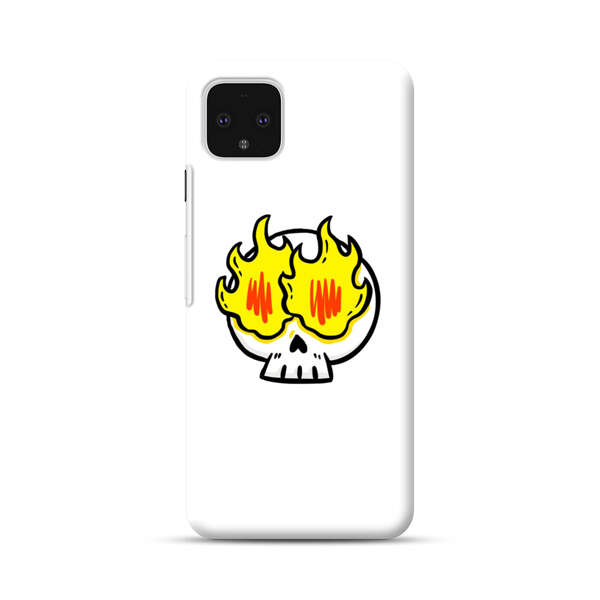 Cartoon Skull with Flames Google Pixel 4 XL Hard Case