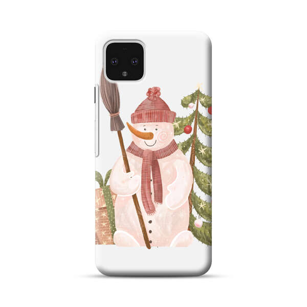 Charming Winter Snowman Illustration Google Pixel 4 XL Hard Case