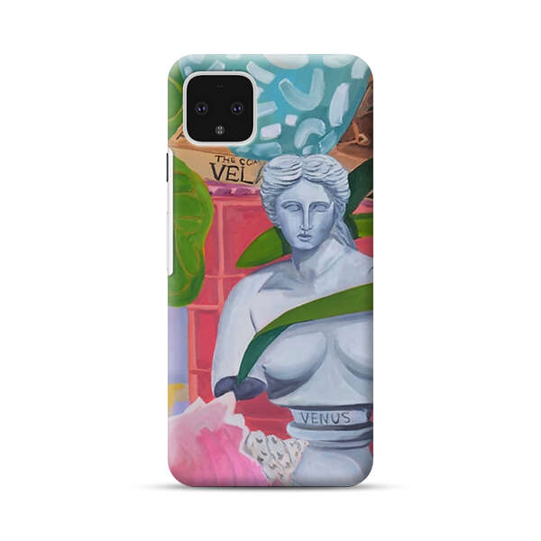 Classical Venus Bust with Green Leaves and Vibrant Vases Google Pixel 4 XL Hard Case