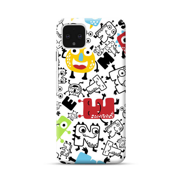Colorful Cartoon Monsters Letters Pattern Google Pixel 4 XL Hard Case