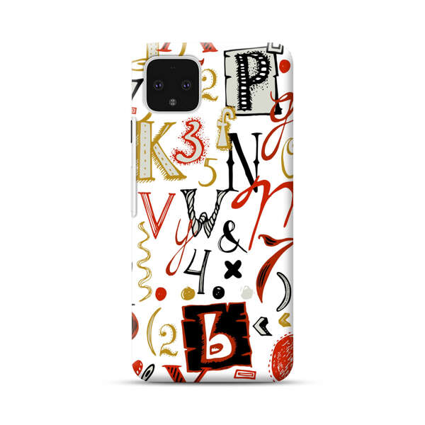 Colorful Hand Drawn Letters and Numbers Pattern Google Pixel 4 XL Hard Case