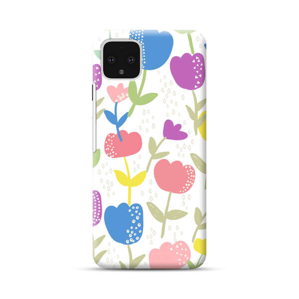 Colorful Tulip Floral Pattern Google Pixel 4 XL Hard Case