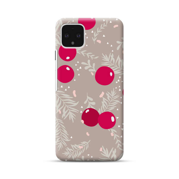 Cranberries and pine branches holiday pattern Google Pixel 4 XL Hard Case