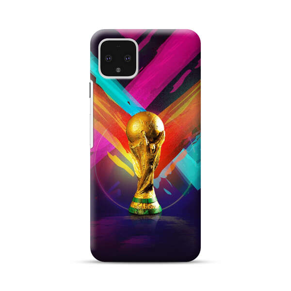 Golden Soccer Trophy with Colorful Abstract Background Google Pixel 4 XL Hard Case