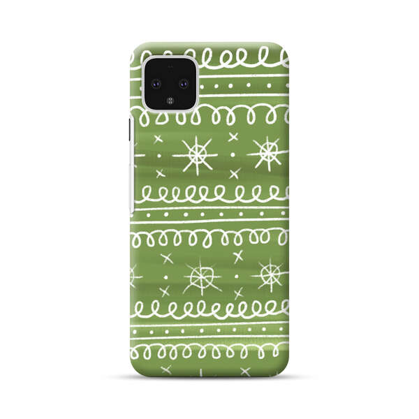 Green White Stars Loop Pattern Google Pixel 4 XL Hard Case
