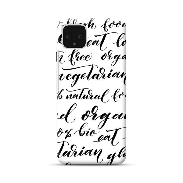 Healthy Food Lifestyle Calligraphy Pattern Google Pixel 4 XL Hard Case