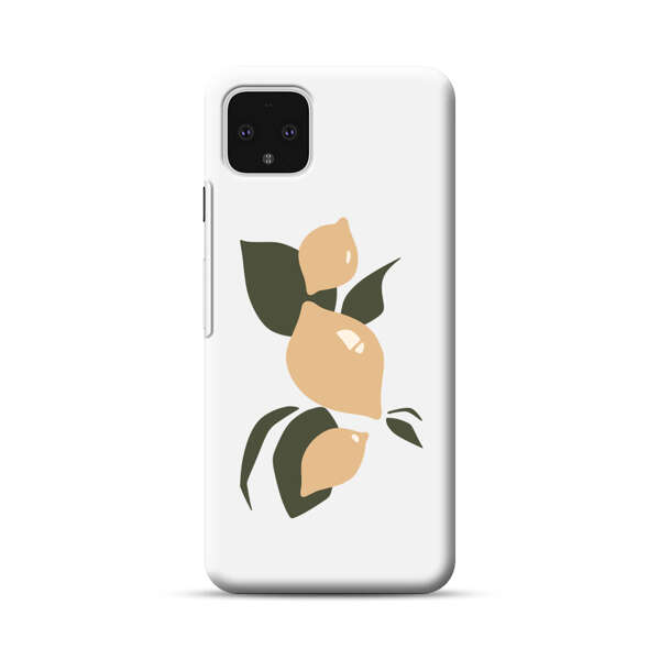 Minimalistic Beige Lemons with Green Leaves Google Pixel 4 XL Hard Case