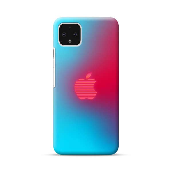 Neon Striped Apple Logo Gradient Background Google Pixel 4 XL Hard Case