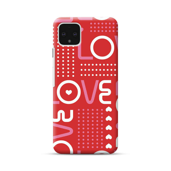 Red Love Typography Pattern Google Pixel 4 XL Hard Case