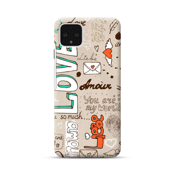 Romantic Love Doodle Collage Google Pixel 4 XL Hard Case
