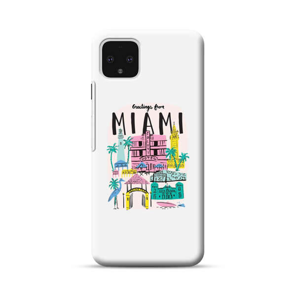 Vibrant Miami Cityscape Illustration Google Pixel 4 XL Hard Case