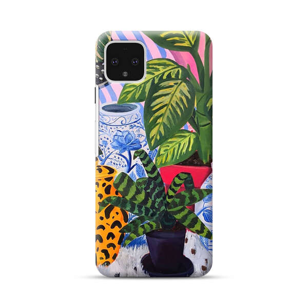 Vibrant Tropical Plants and Decorative Vases Google Pixel 4 XL Hard Case