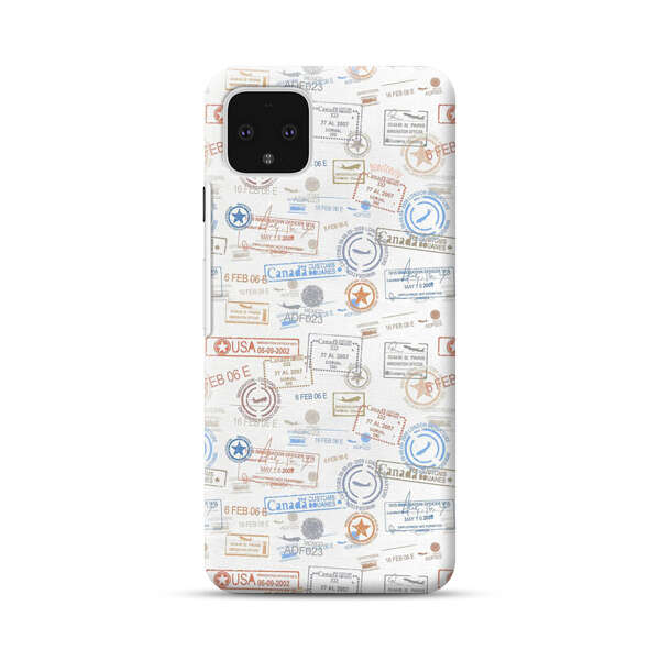 Vintage Passport Stamps Pattern Google Pixel 4 XL Hard Case