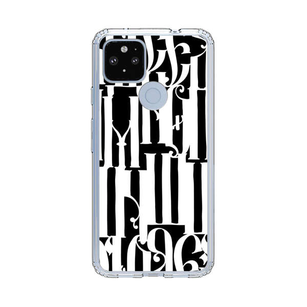 Abstract Black and White Pattern with Ornamental Letters Google Pixel 4a 5G Case