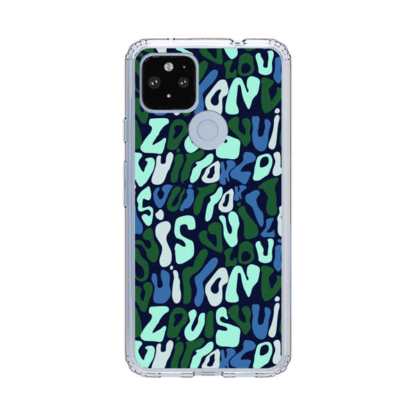 Abstract Layered Text Pattern in Blue and Green Google Pixel 4a 5G Case