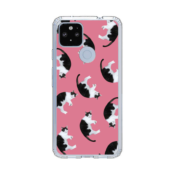 Black and White Cats Pattern on Pink Background Google Pixel 4a 5G Case