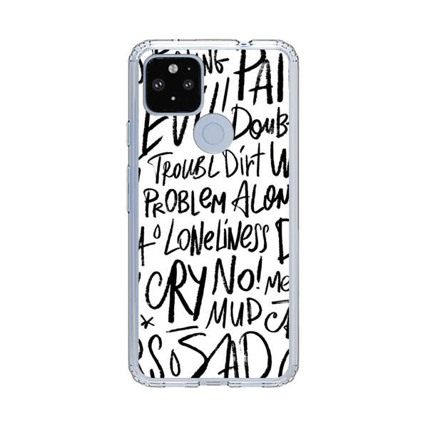 Black and White Negative Words Pattern Google Pixel 4a 5G Case