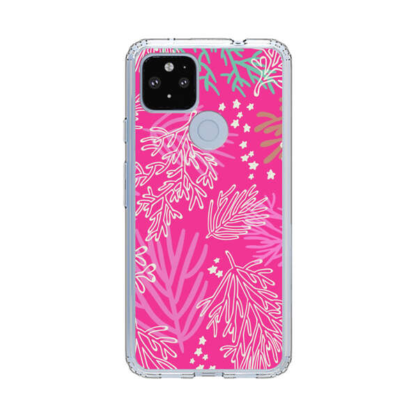 Bright Pink Tropical Leaf Pattern Google Pixel 4a 5G Case