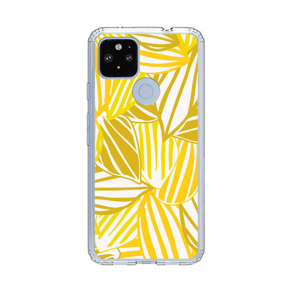 Bright Yellow Striped Tropical Leaves Pattern Google Pixel 4a 5G Case