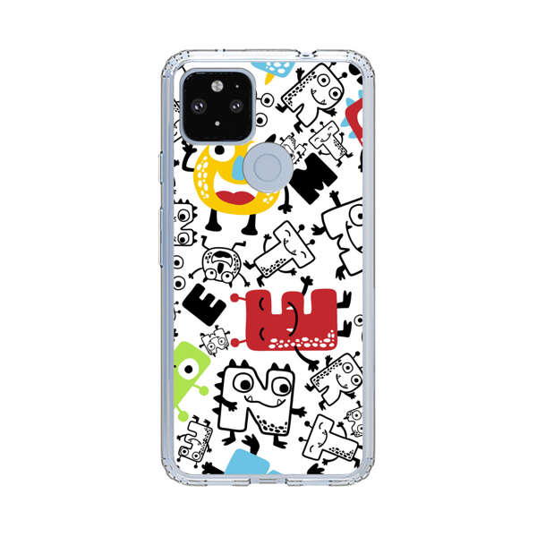 Colorful Cartoon Monsters Letters Pattern Google Pixel 4a 5G Case