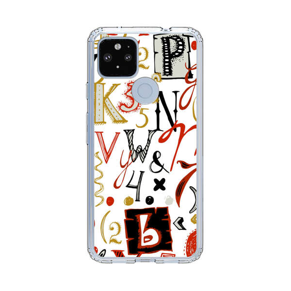 Colorful Hand Drawn Letters and Numbers Pattern Google Pixel 4a 5G Case
