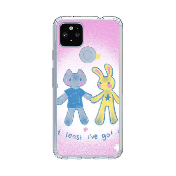 Cute Cat and Rabbit Holding Hands Google Pixel 4a 5G Case
