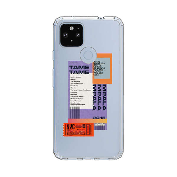 Modern Graphic Collage with Typography and Ticket Elements Google Pixel 4a 5G Case