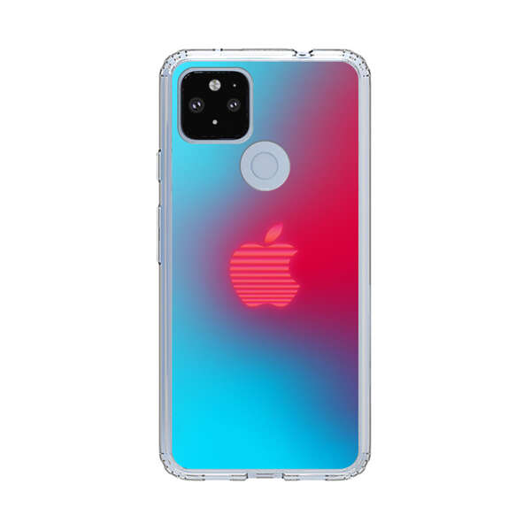Neon Striped Apple Logo Gradient Background Google Pixel 4a 5G Case