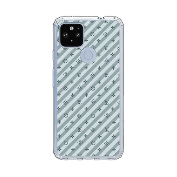 Stylish Blue Diagonal Striped Luxury Logo Pattern Google Pixel 4a 5G Case