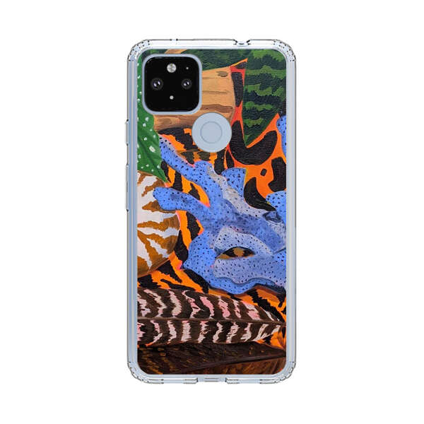 Tropical Coral Seashell Feathers on Tiger Pattern Google Pixel 4a 5G Case